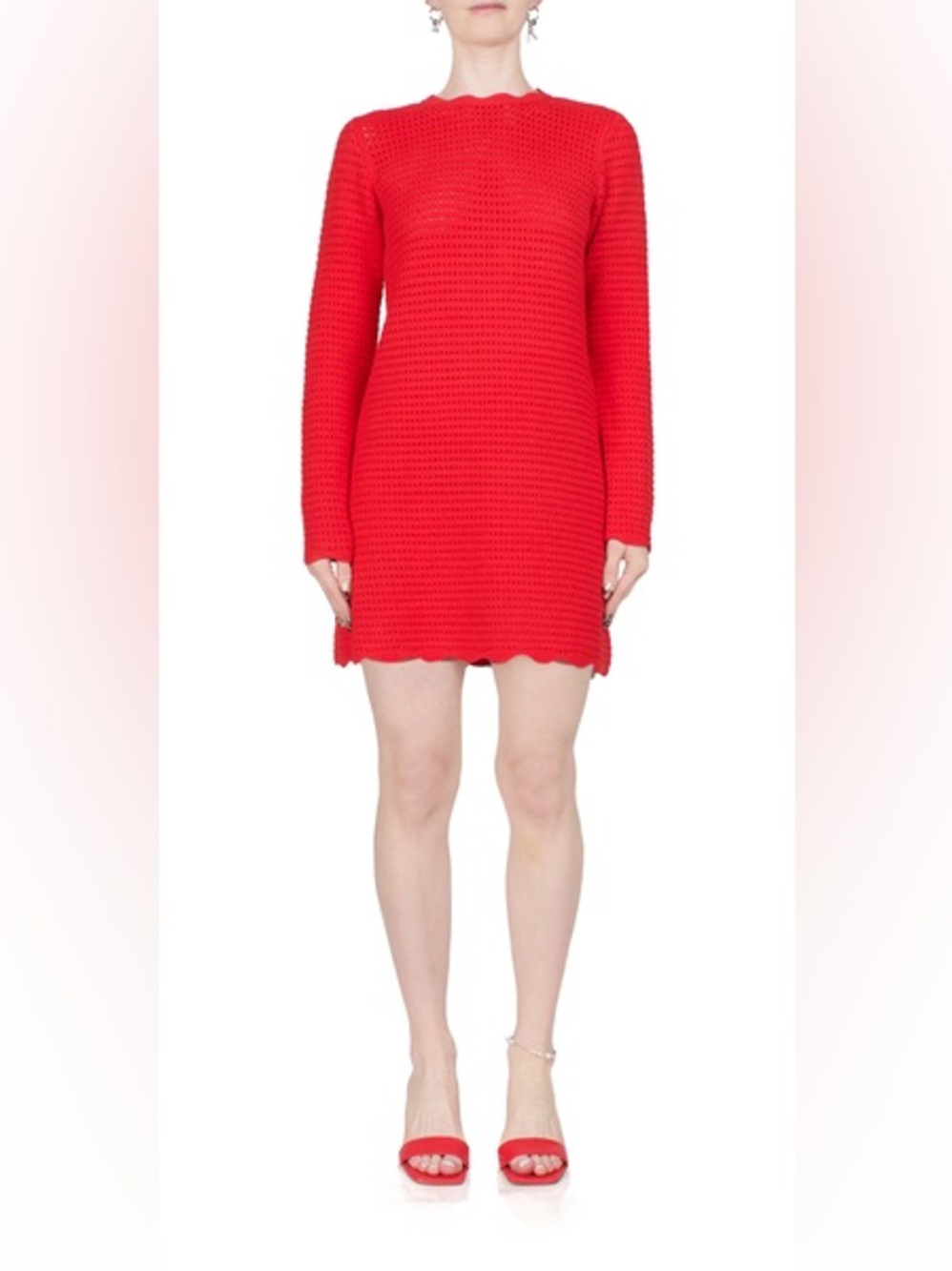 Ciao Lucia Red Knit Long-Sleeve Mini Dress